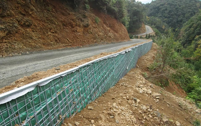 写真－1　管理用道路の補強土壁の例